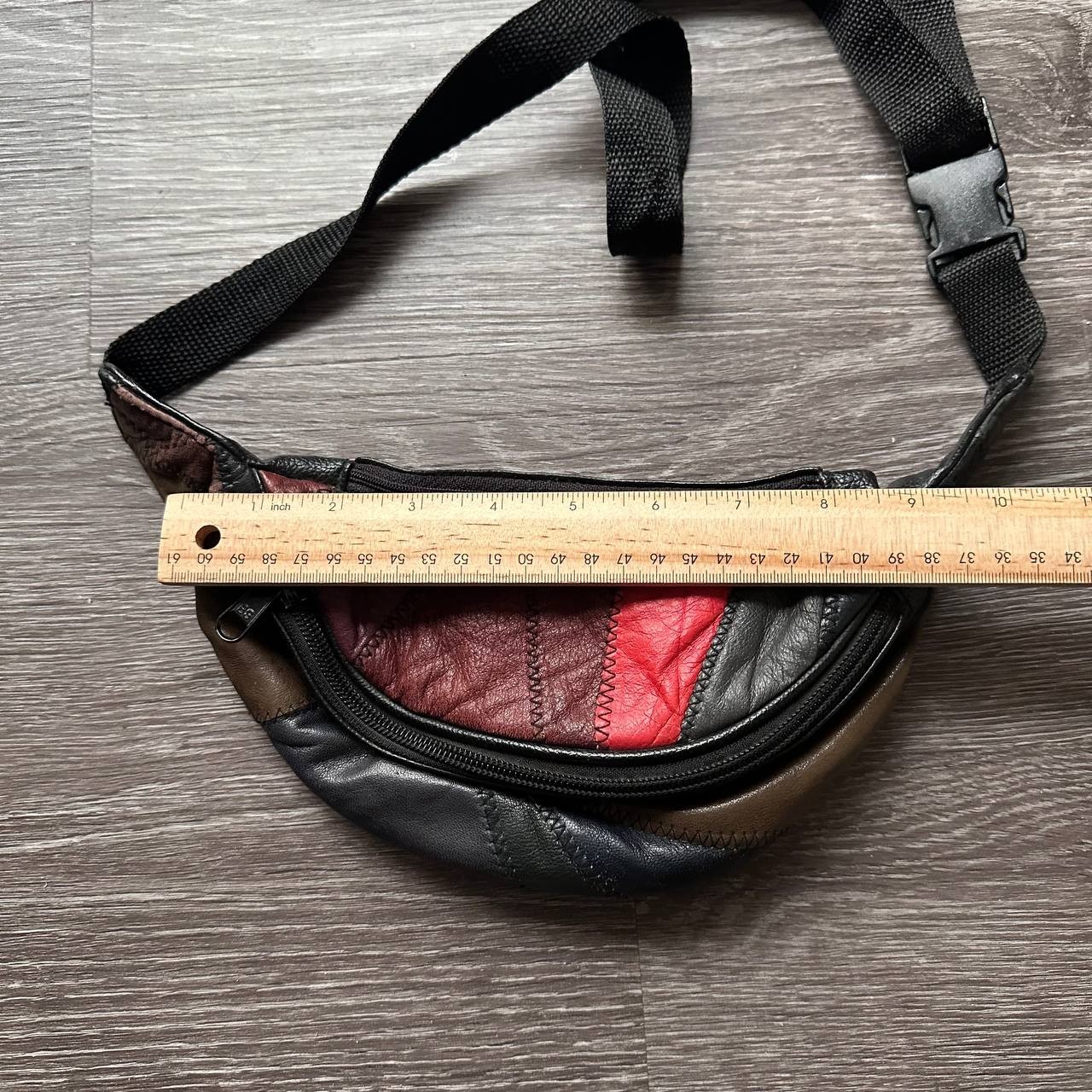 Vtg 90s Multi Colored Leather Patchwork Fanny Pac… - image 11