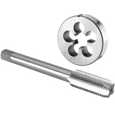 Left Hand 1/2"-13 UNC Tap and Die Set, Machine Thread Tapping Tools, Round Die