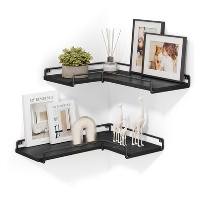 VASAGLE Corner Shelf Wall Mount Set of 2, Corner Floating Shelves, Small Corner