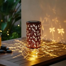 Solar Power LED Lantern Lights Waterproof Dragonfly Hanging Lamp Outdoor Garden