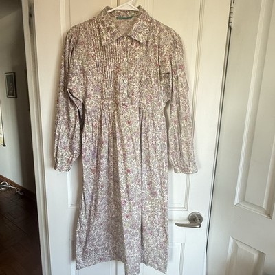Cacharel Floral Long Sleeves Shirt Dress Praire Smocked Liberty Print Praire