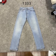 Vintage 90 USA Levi 501 Jeans Actual 27x31 Light Wash Blue Distressed Repaired