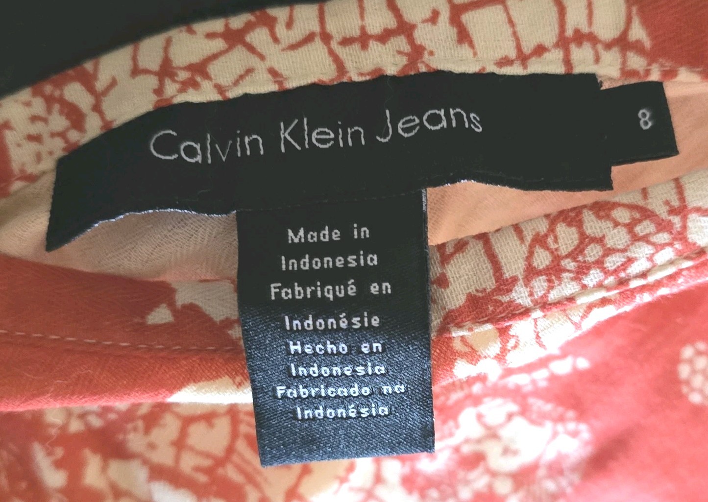 NWT RARE Vintage Calvin Klein Skirt Womens Sz 8 Orange & Cream w Lace Detail image 8