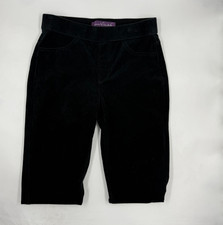 Gloria Vanderbilt Womens Corduroy Pull On Pants Size S Black Stretch Straight