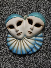 Venetian Style Double Face Wall Mask Blue & Gold Theatre Decor