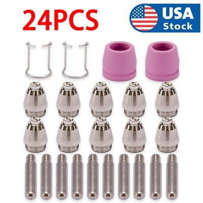 24pcs Plasma Cutter Torch Consumables Tip Kit for SG-55 AG-60 WSD-60 CUT50 60Amp