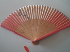 VECCHIO VENTAGLIO IN LEGNO E CARTA STILE GIAPPONESE - VINTAGE ANNI '60 NUOVO