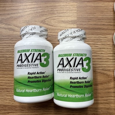 Lot of 2 AXIA3 Maximum Strength Prodigestive Heartburn Relief 90 Tabs each 04/26
