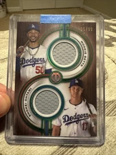 2025 Topps Tribute Green Dual Relics Mookie Betts Shohei Ohtani /99 - Dodgers