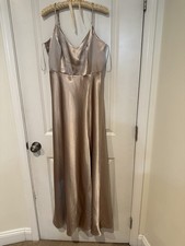 Birdy Grey Champagne Satin Bridesmaid Dress   Size M  Worn Once, Small Hem