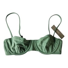 J. CREW Sophie Women's 32B Balconette Underwire Bikini Top Green Lined NEW NWT
