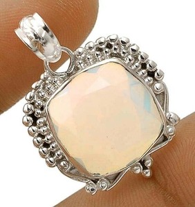 Natural 6CT Fire Opalite 925 Sterling Silver Pendant 1 1/4" Long @5-1