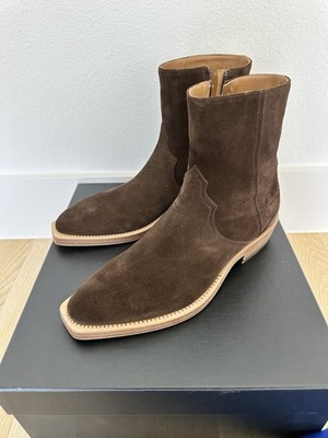 Stuart Weitzman Augustine Mushroom Suede Men Brown Western Zip Boots 41 8 $1200