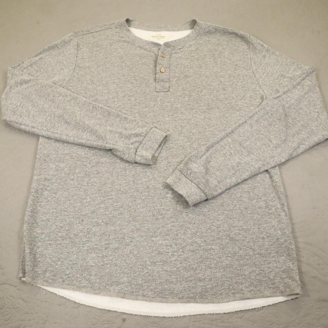 Marine Layer Henley Shirt Mens Marge Heather Grey Long Sleeve Soft Knit USA