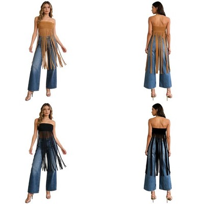 strapless ruched tassel dress Strapless Ruched Tassel Dress in Blue
