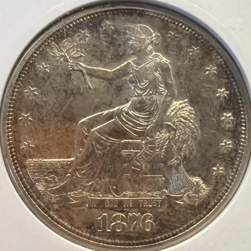 1876 S $1 Trade Silver Dollar ANACS AU50  Silver Type Coin Great Detail   022216