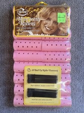 Goody Jumbo Mini Teeth Rollers 18 Pink Curlers Fasteners Bobby Pins NOS 70s USA