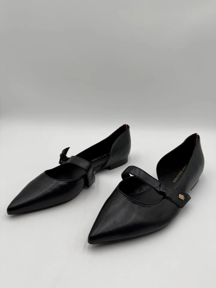 Tommy Hilfiger Venny Black Pointed Toe Flats With Strap Womens Shoes size 10 - Image 2 of 4