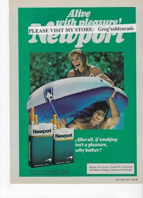Original 1978 Newport Menthol 100's  and Kings Cigarettes vintage print ad