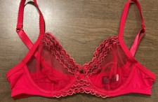 La Perla Miss Studio Scalloped Embroidered Unlined Underwire Bra Red Size 32