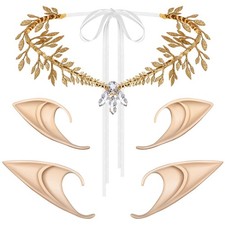 Elf Ears with Fairy Pixie Crown Set for Adult Cosplay Fresh Style