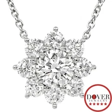 Harry Winston Sunflower 2.20 carats Diamond Platinum Halo Pendant Necklace