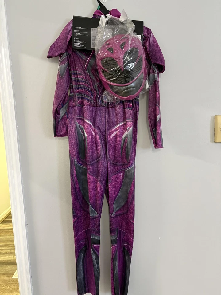 Power Rangers Costume Kids Medium 7-8 Pink Ranger Jumpsuit Helmet Halloween - Image 4 of 4