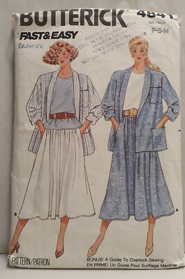 Vintage Butterick Pattern 4841 c1987 Misses' Half-Size Jacket, Top & Skirt Cut M