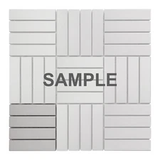 Brushed Nickle Stainless Steel Parquet Mosaic Tile Kitchen Bath Wall Backsplash