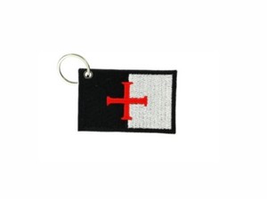 Porte Cle Cles Clef Brode Patch Ecusson Drapeau Templier Chevalier Croisades