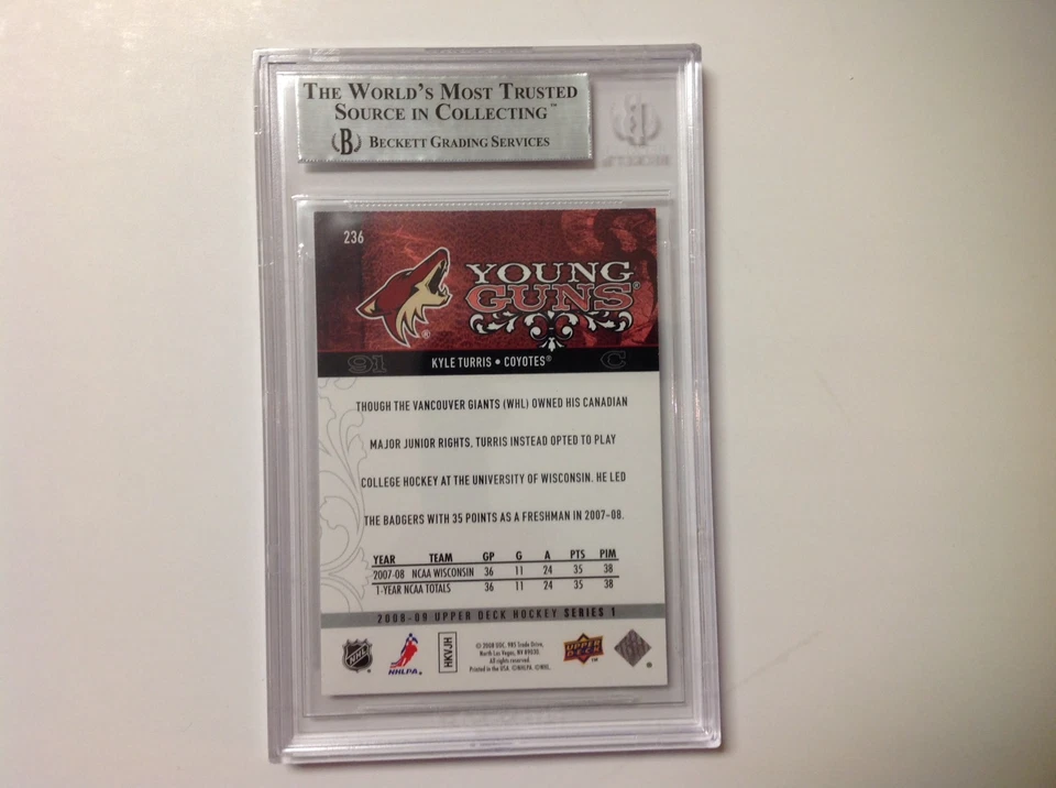 Kyle Turris Signed 2008/09 UD Young Guns RC Card Slabbed Beckett BAS BGS a - Image 2 of 2