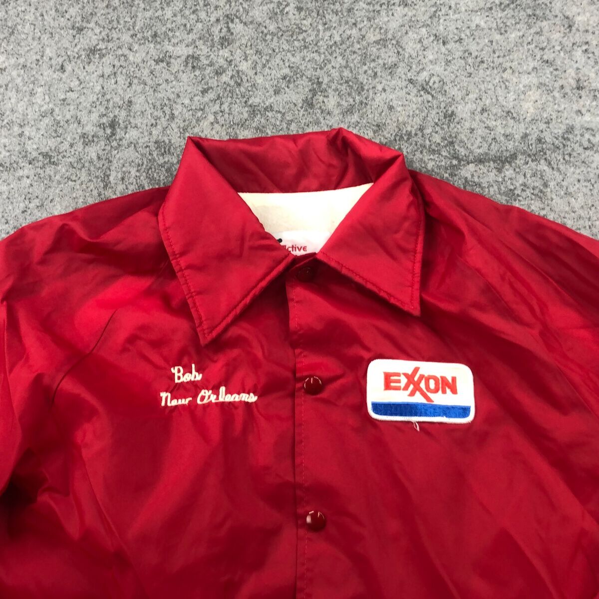 Vintage Exxon Jacket Mens Large Red Windbreaker Work Uniform Vintage Exxon Jacket Mens Large Red Windbreaker Work Uniform