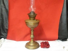 RARE ANTIQUE "NATIONAL " BRASS GLASS OIL LAMP PARAFFIN KEROSENE CHIMNEY VINTAGE