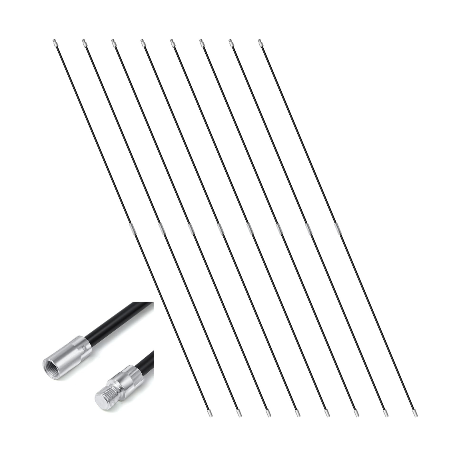 8 Pcs 24 ft Total Chimney Brush Rods Fiberglass Chimney Rod Kit