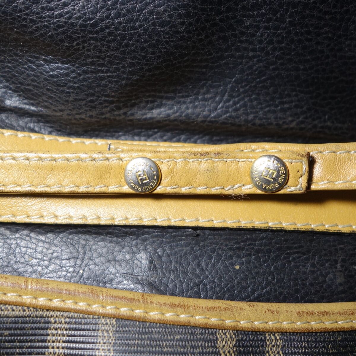 Vtg 1980's Fendi FF Zucca Coated Canvas & Leather Monogram Vtg 1980's Fendi FF Zucca Coated Canvas & Leather Monogram