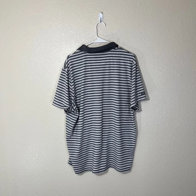 Camisa Bonobos XL Para Hombres Golf Polo Elastizada Gris Blanco Rayas Logo Atlético Informal Foto 4 de 4