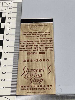 Vintage Matchbook Covers  Shenkel s Coffee Shop  Long Boat, Key, FL gmg Unstruck
