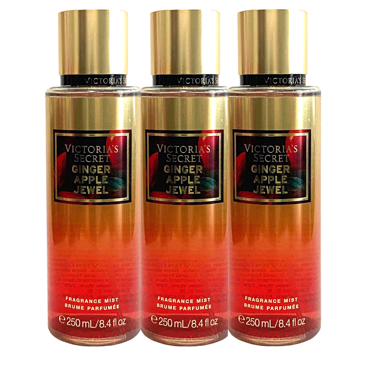 3 VICTORIA'S SECRET FRAGRANCE MIST GINGER APPLE JEWEL 8.4 FL OZ