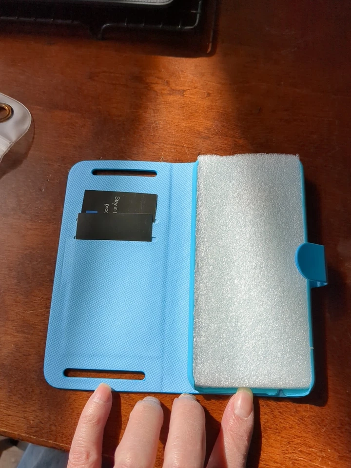 Funda tipo billetera para teléfono, HTC One M9 Plus, azul eléctrico, vSuit... Foto 3 de 4
