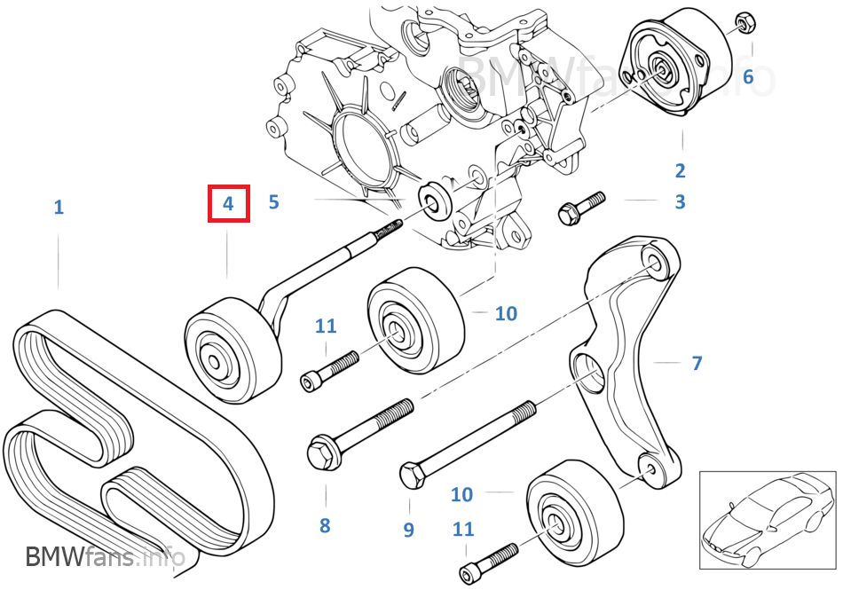 New BMW E39 530d M57 E38 X5 E53 Alternator Belt Tensioner Pulley