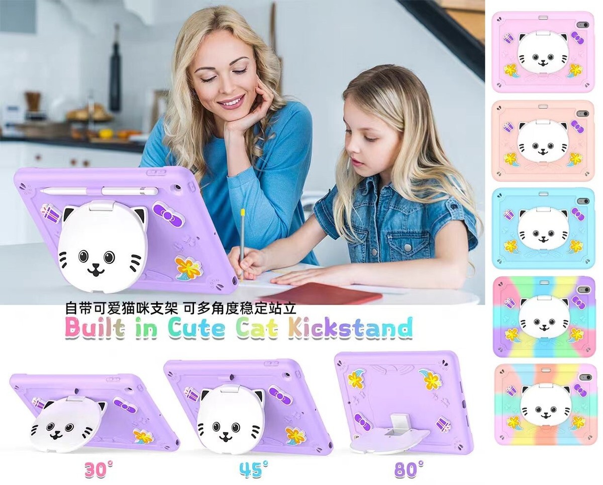 For iPad Air 11 inch M2 2024 Cute Cat Case Kids Shockproof 