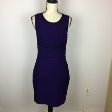 Calvin Klein Sheath Dress Sz 10 Womans Purple Bandage Knit Sleeveless Round Neck