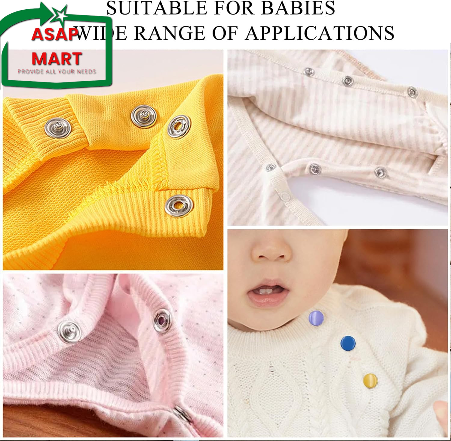 Minestylish 100 Sets Metal Snaps Buttons with Fastener Pliers Press Tool Kit Per