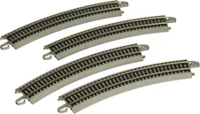 Trains E-Z TRACK REVERSING 18" RADIUS CURVED (4/Card) - NICKEL SILVER Rail with