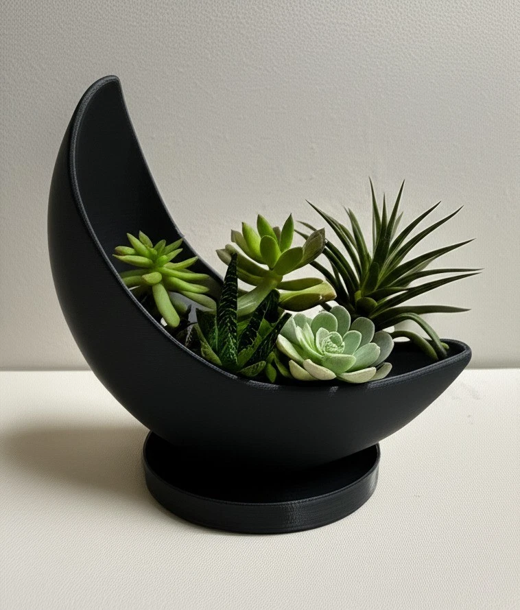 Maceta Media Luna con Bandeja de Drenaje - Maceta Interior para Suculentas  Foto 4 de 4