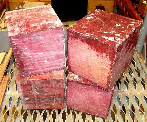 ZWEI SCHÖNE KD EXOTISCHE PURPLEHEART ROHLINGE DRECHSELHOLZ 5" X 5" X 5"