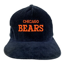 Vtg Chicago Bears Corduroy Hat Spell Out Logo USA Snapback Football AJD Ball Cap