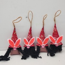 Pink Easter Bunny Gnome Ornaments Set Of 4