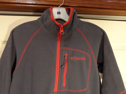 COLUMBIA 1/2 ZIP PILE PULLOVER GIACCA GIOVANE 8 GRIGIO/ROSSO - Foto 3 di 5