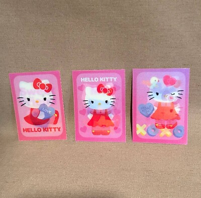 3 Adorable Vintage Hello Kitty Flicker 3D Cardstock Valentines 2012 Paper Magic